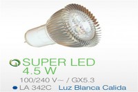 SUPER LED GX5.3 4.5 WATTS LUZ BLANCA CÁLIDA
